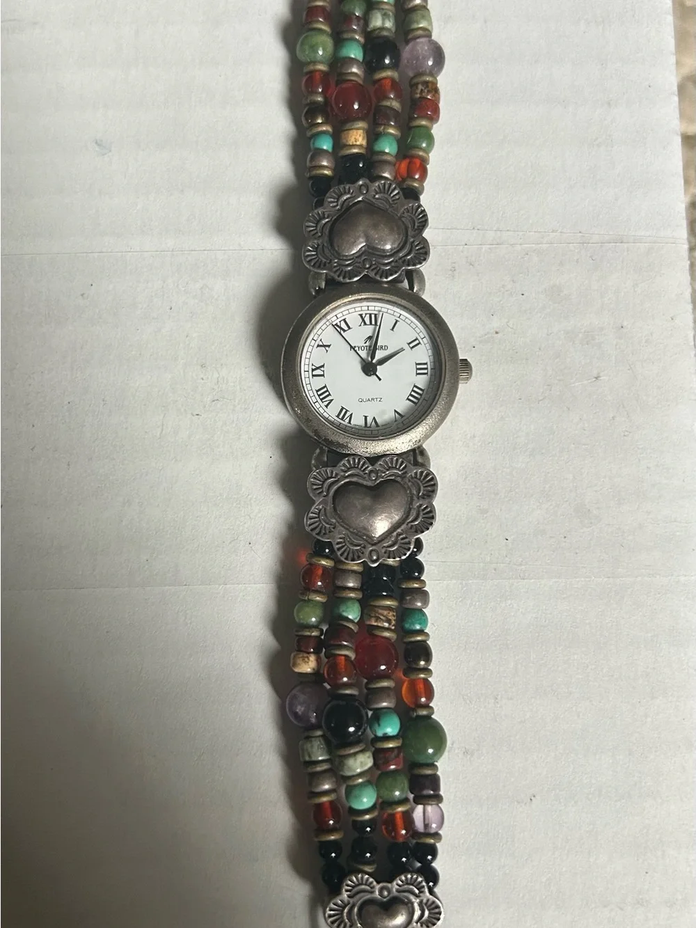 Peyote Bird Sterling and gemstone beaded watch